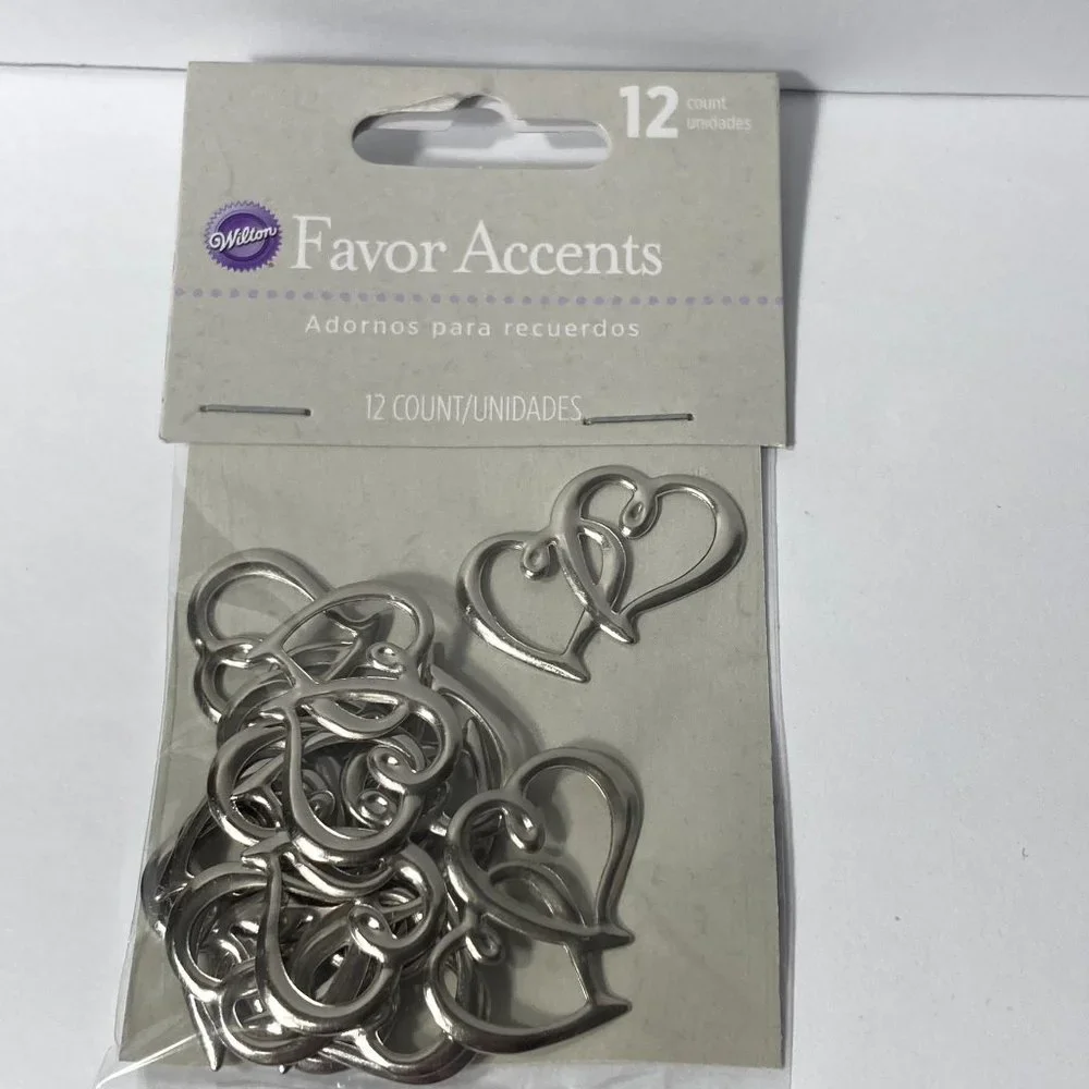 Double Hearts Sweetheart Charms Silver Tone 54 Packs Wedding Anniversary Crafts